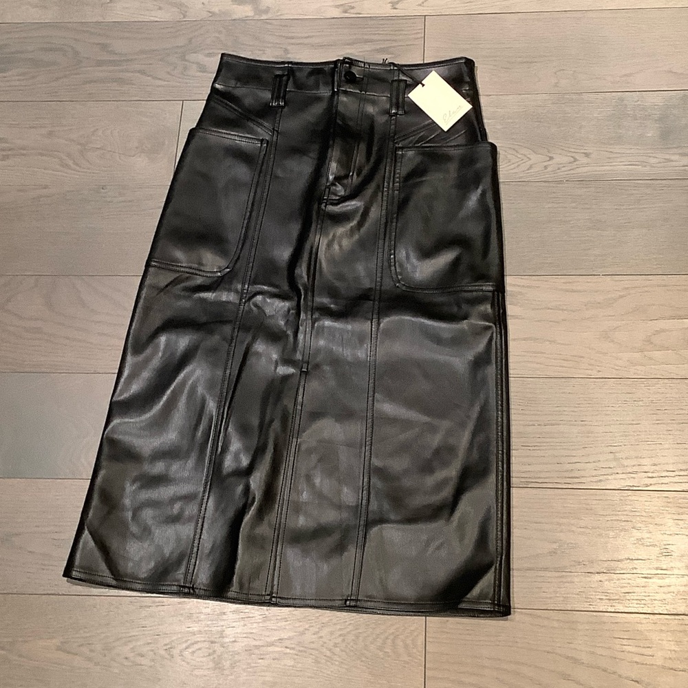 Elan Black Faux Leather Pencil Skirt